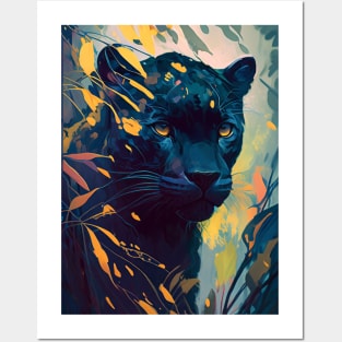 Panther Animal Portrait Painting Wildlife Outdoors Adventure Posters and Art